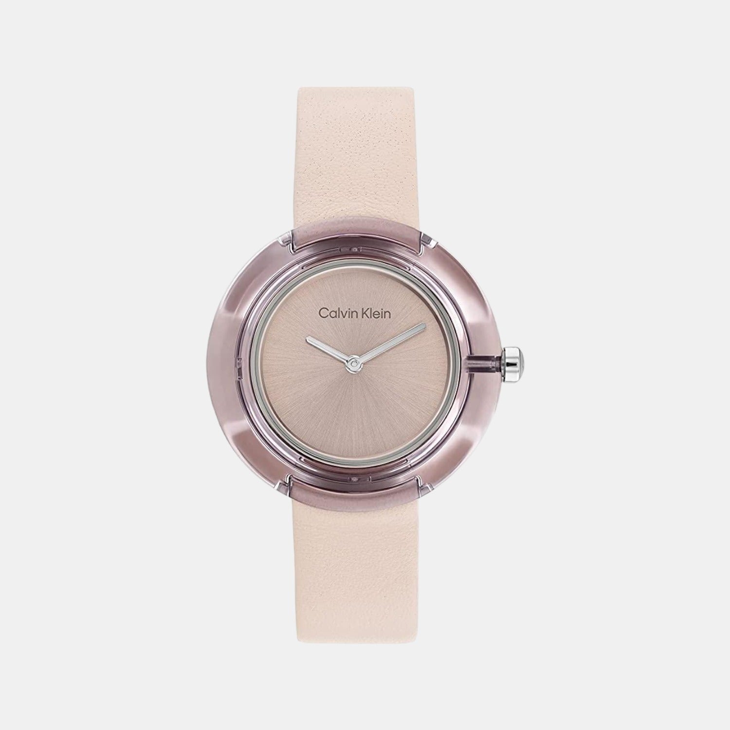 Calvin Klein Circular Women Quartz Pink Dial Analog Leather Watch ...