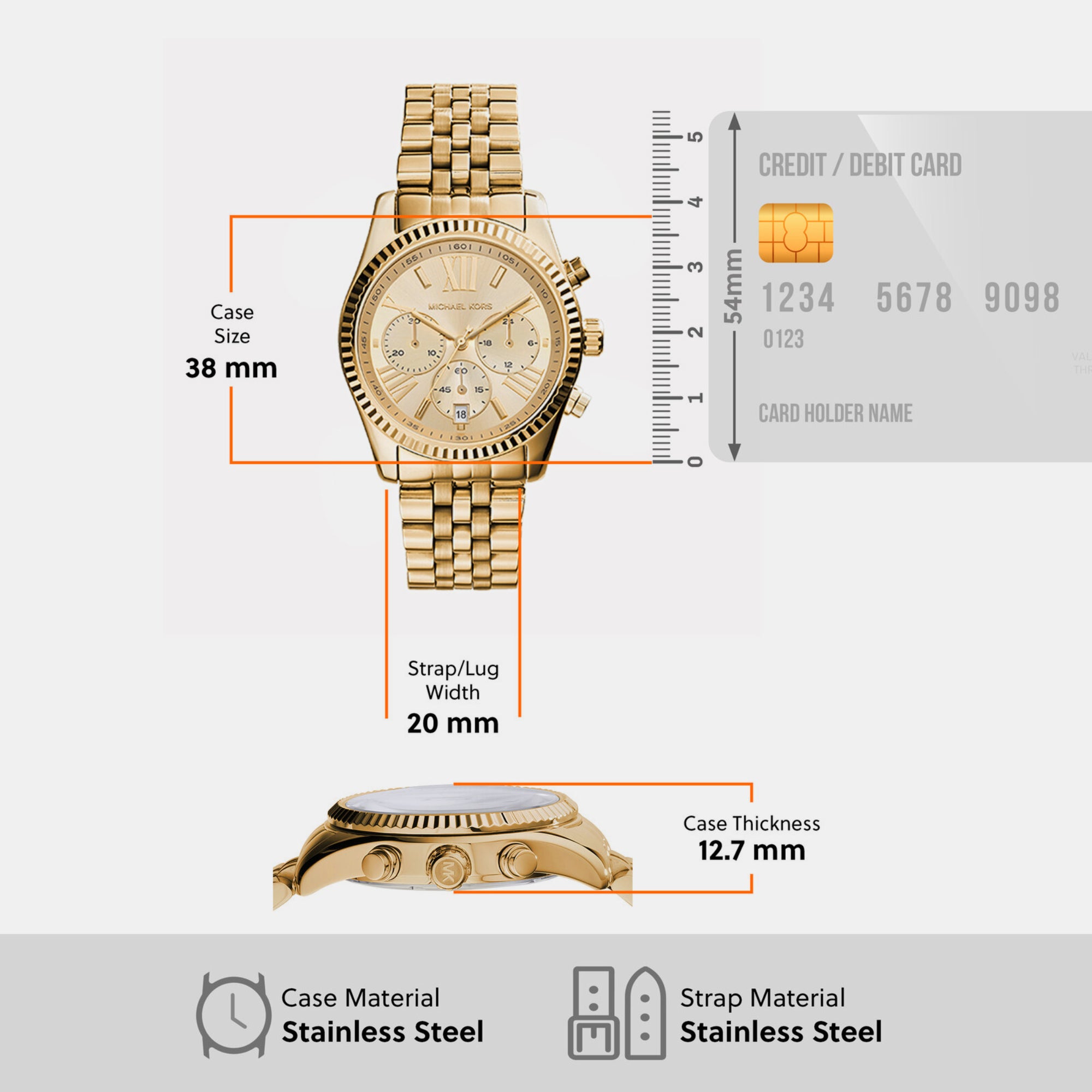 Female Gold Chronograph Stainless Steel Watch MK7378 – Just In Time