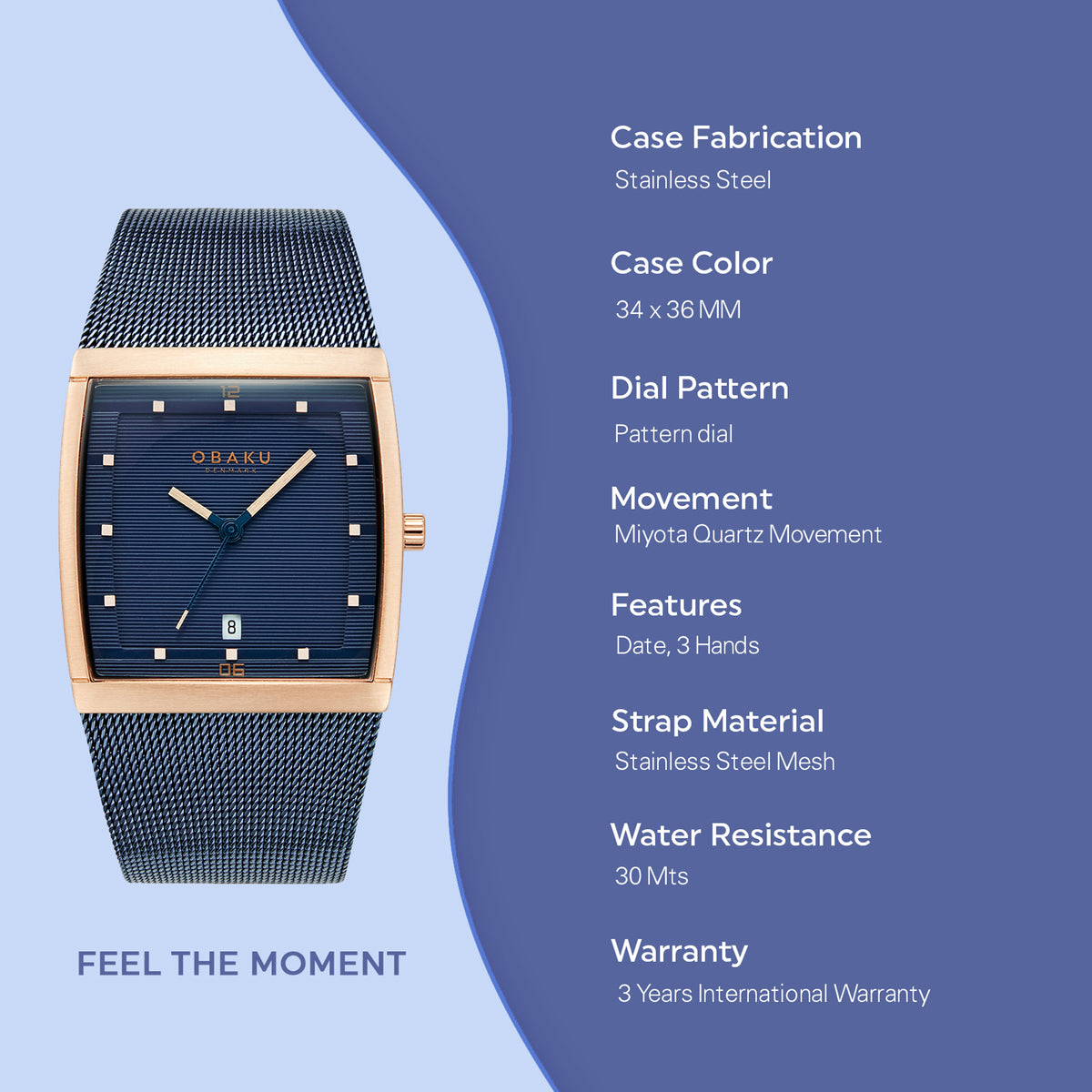 Obaku Stainless Steel Blue watch