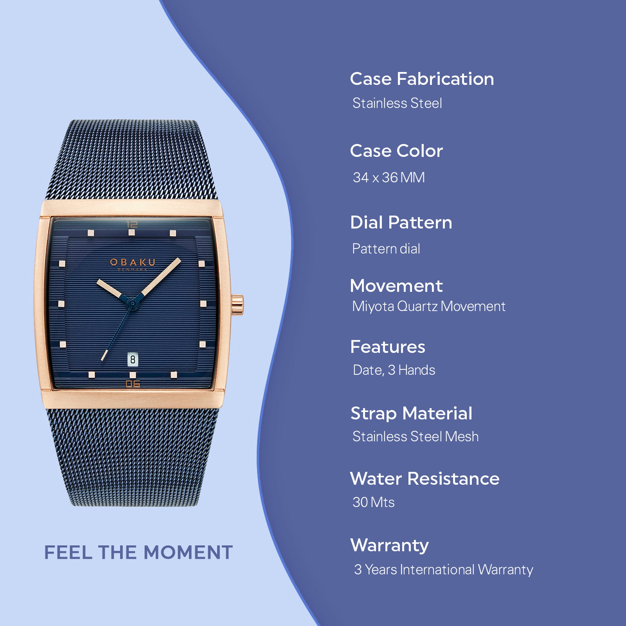 Obaku Stainless Steel Blue watch