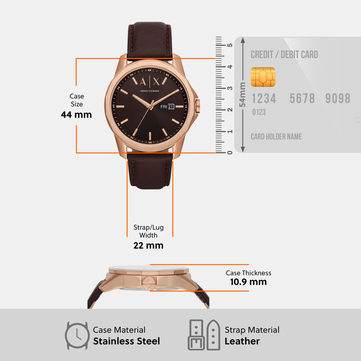 Armani Exchange Men Round Brown watch