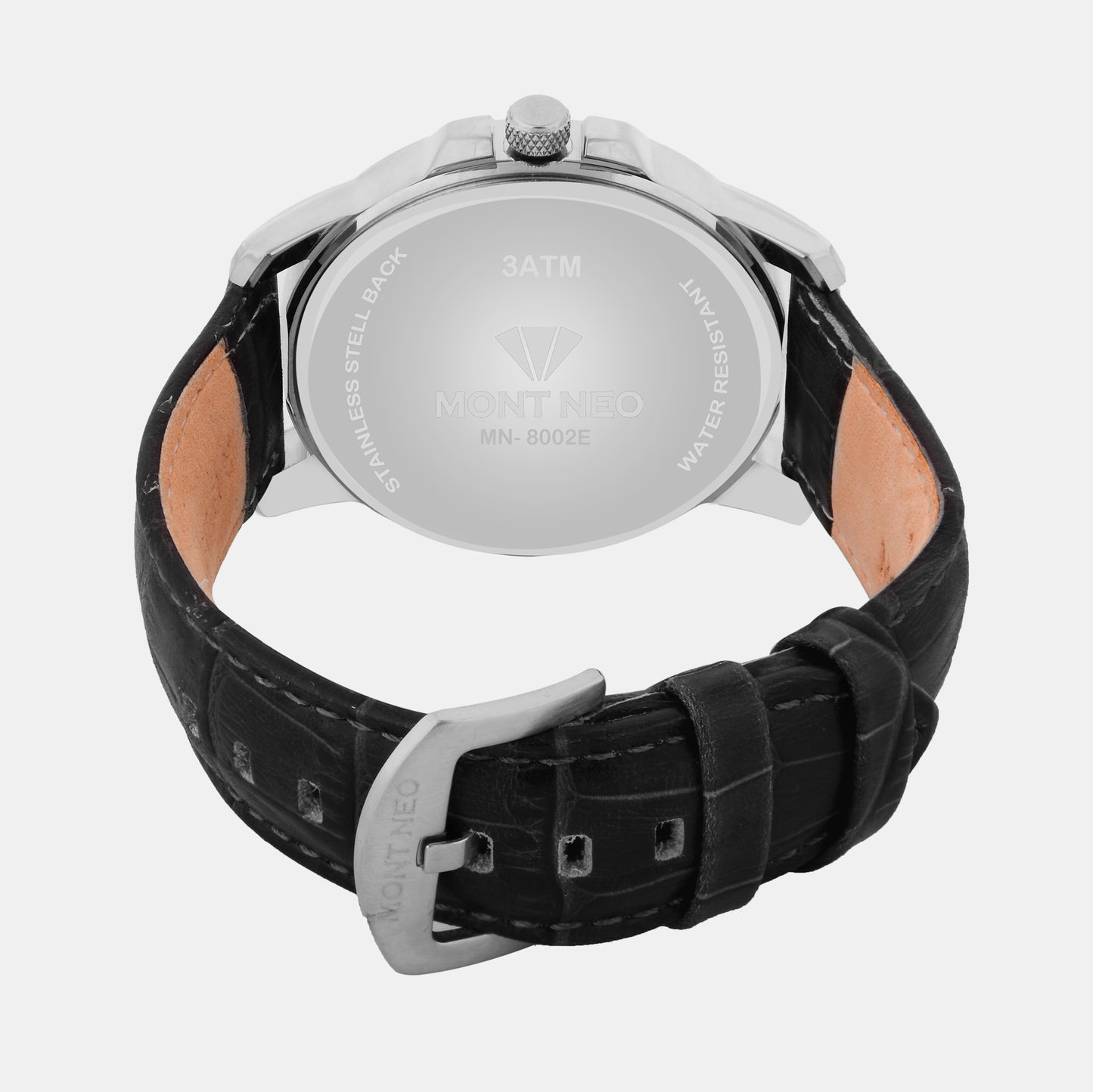 Male Black Analog Leather Watch 8002E-L1104
