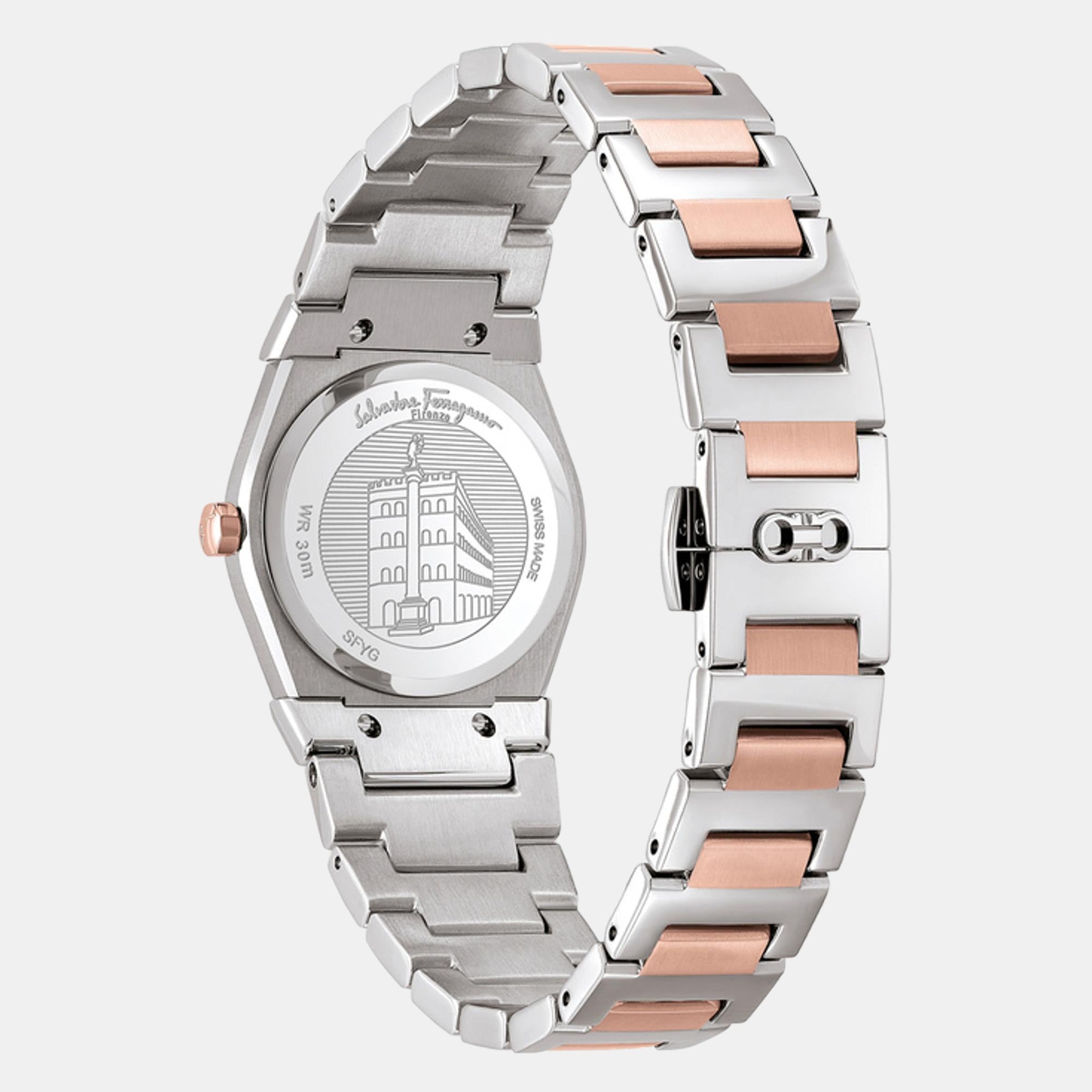 Women Quartz Black Dial Analog Stainless Steel Watch SFYG00721