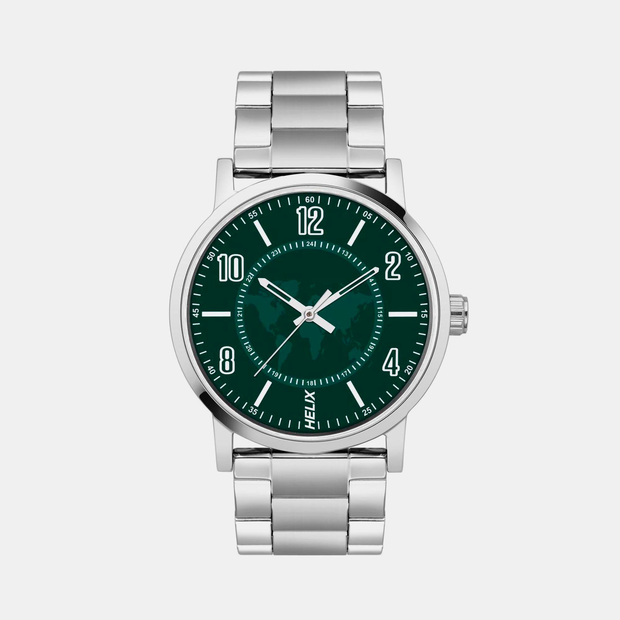 Helix Round Green Analog watch