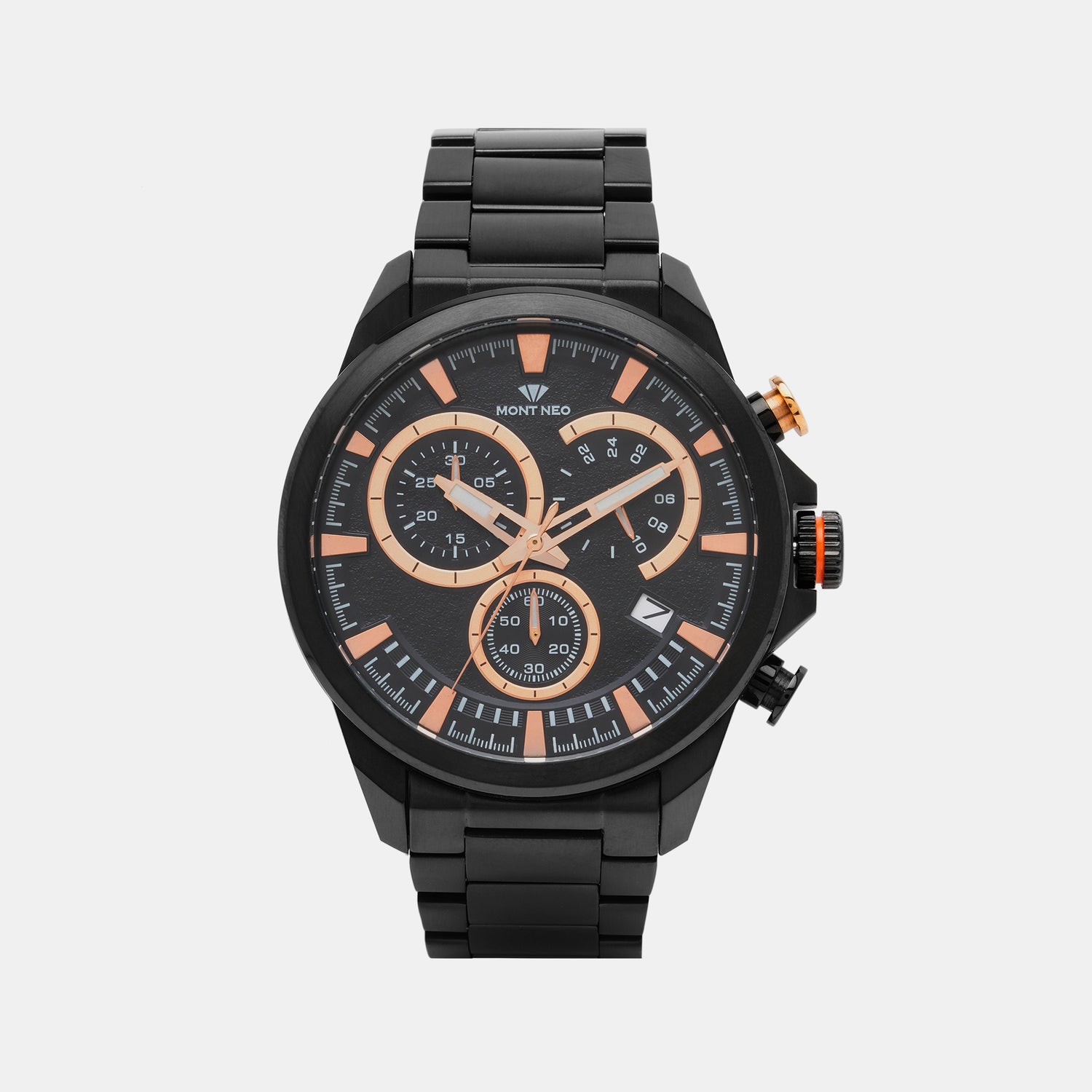 Modern Black Analog Male Stainless Steel Watch 7011M-M4404