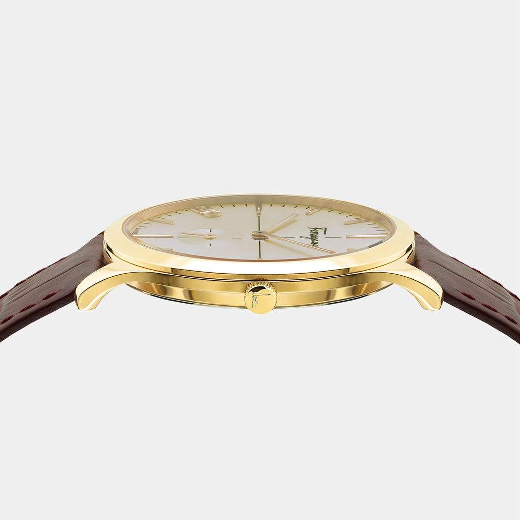 Ferragamo Men Round Champagne watch