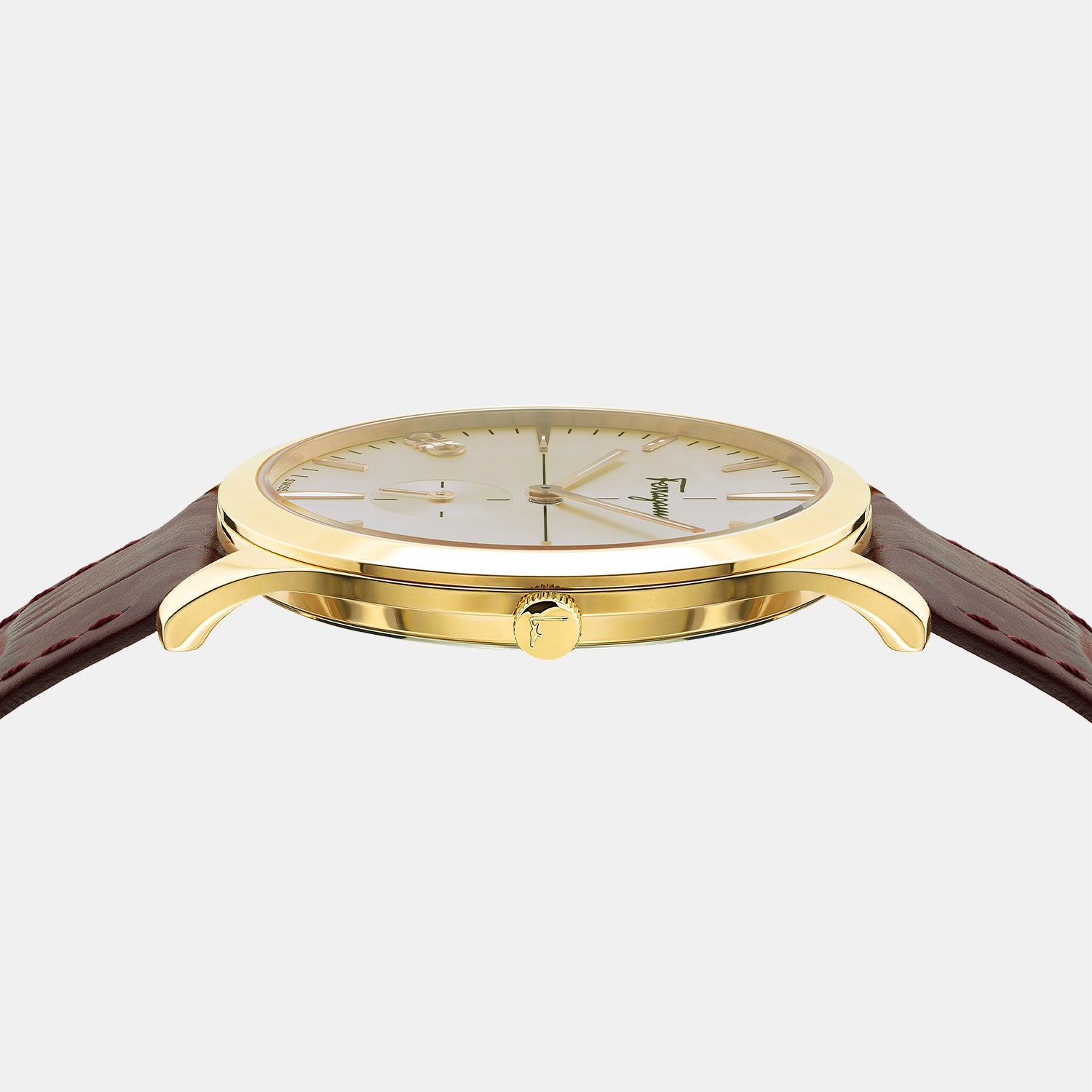 Ferragamo Men Round Champagne watch