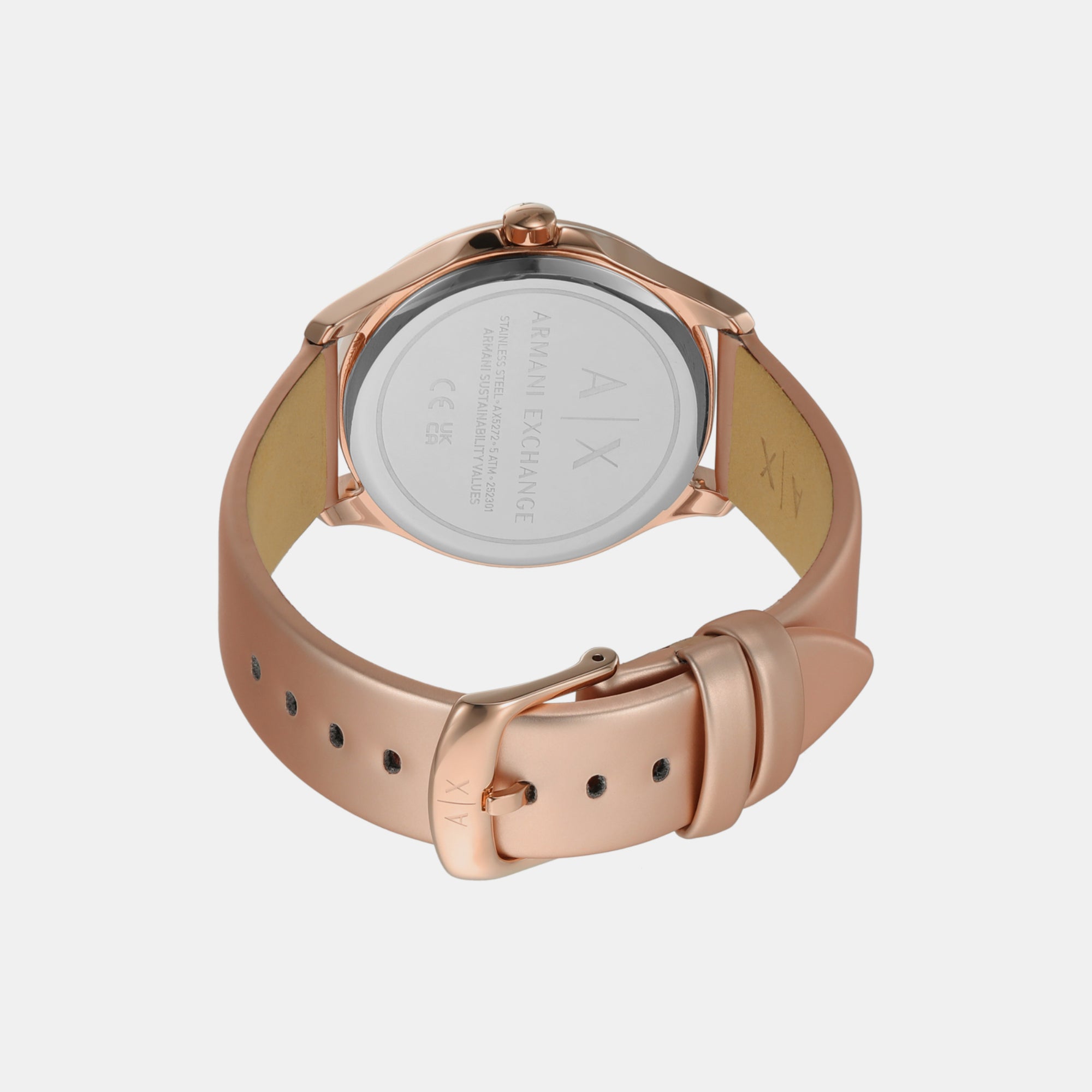 Female Rose Gold Analog Leather Watch AX5272 – Just In Time