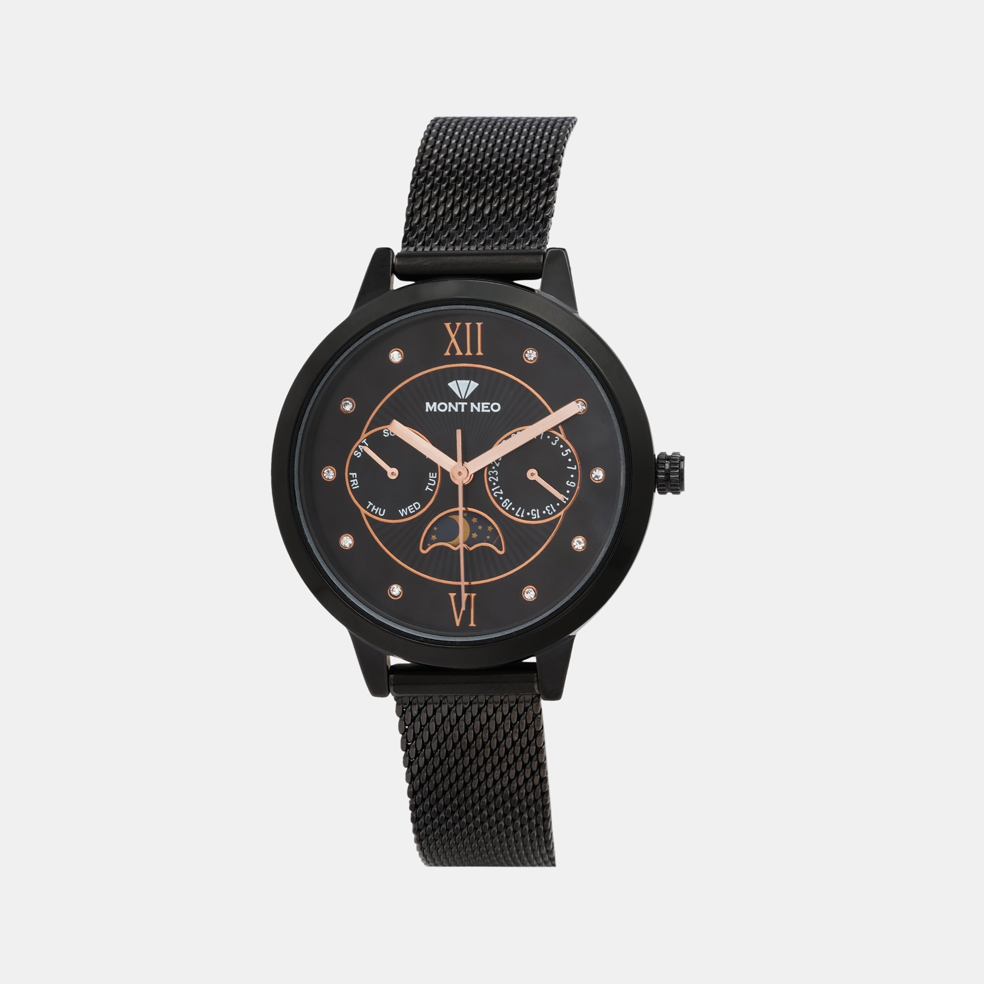 Sonata Sleek Black Dial Leather Strap Watch For Men