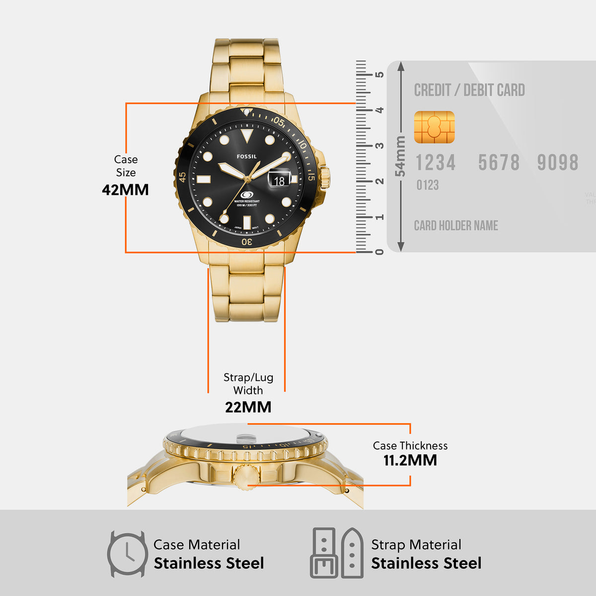 Fossil 30 mm Gold Quartz watch