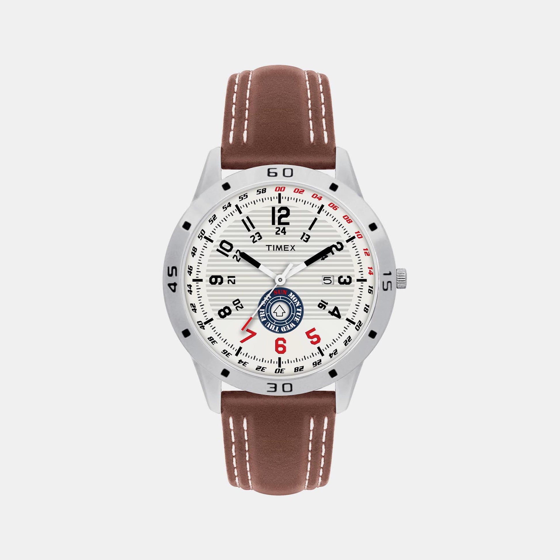 Timex Fashion Men Quartz Silver Dial Analog Leather Watch