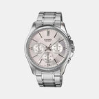 Casio Round Silver Chronograph watch