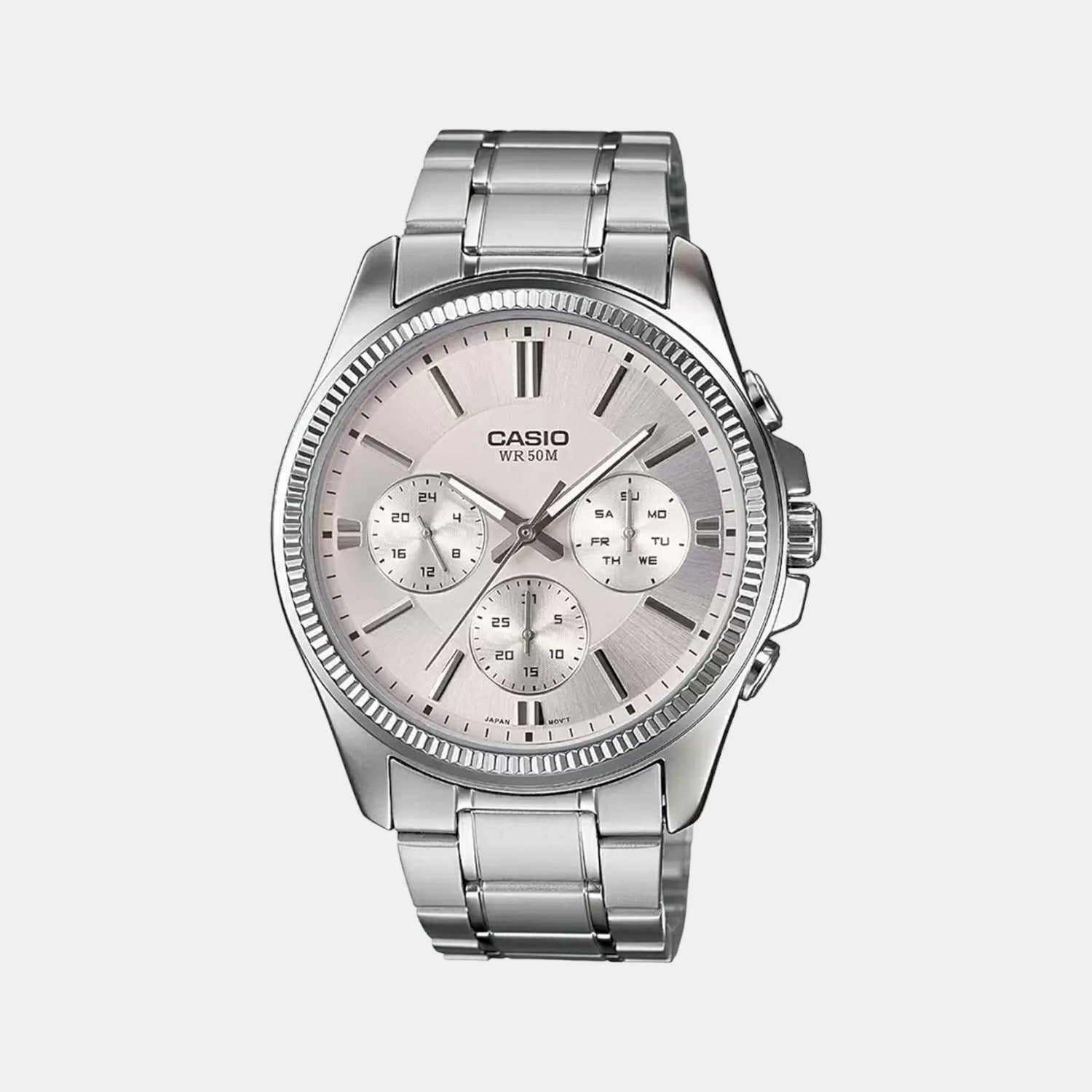 Casio Round Silver Chronograph watch