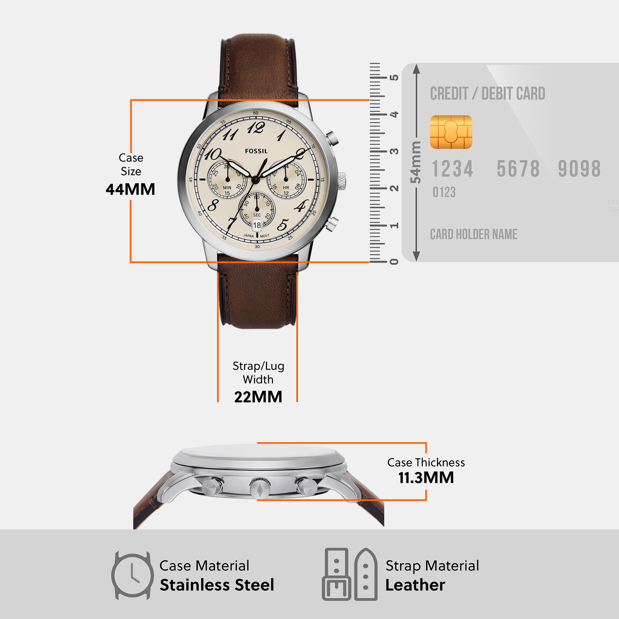 Fossil 30 mm Brown Quartz watch