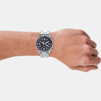 Enticer Men Quartz Black Dial Analog Stainless Steel Watch A2114