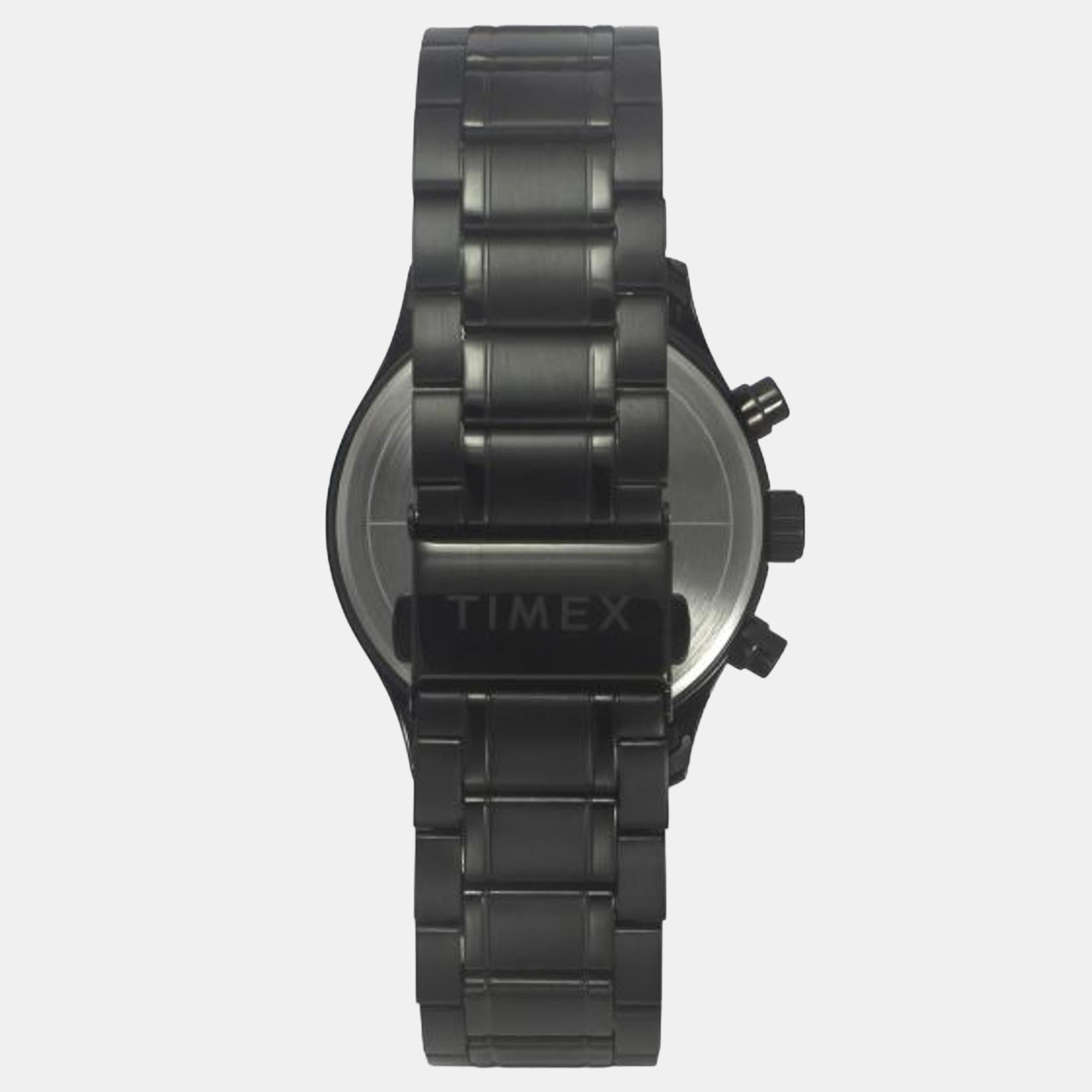 Men Quartz Black Dial Chronograph Stainless Steel Watch TWEG19809