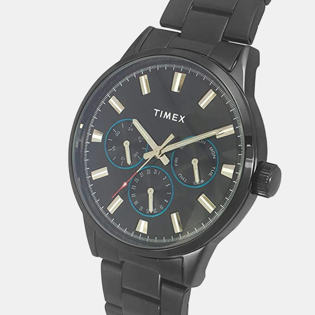 Fashion Men Quartz Black Dial Chronograph Stainless Steel Watch TWEG19911