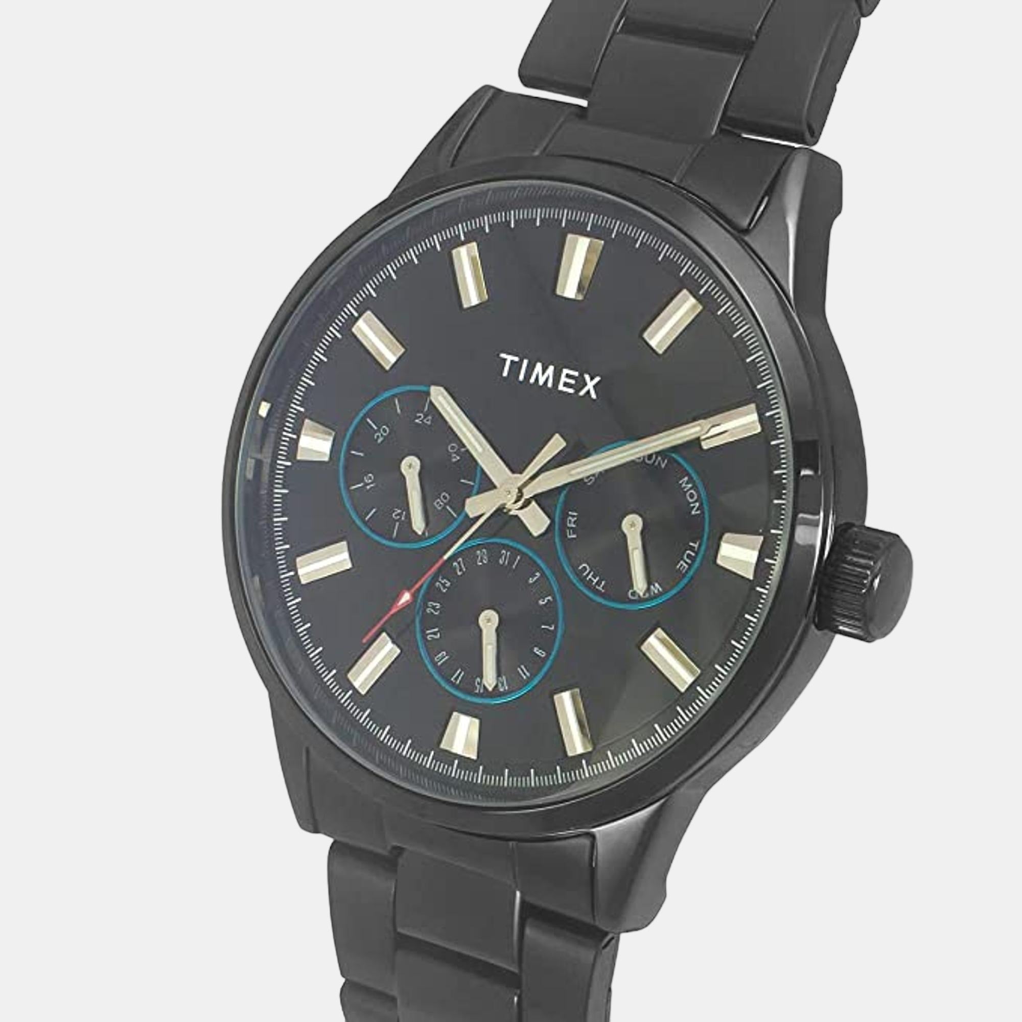 Fashion Men Quartz Black Dial Chronograph Stainless Steel Watch TWEG19911