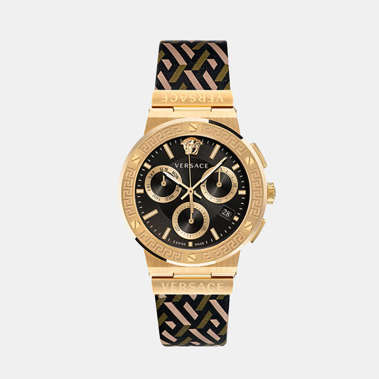 Male Black Chronograph Leather Watch VEZ900621