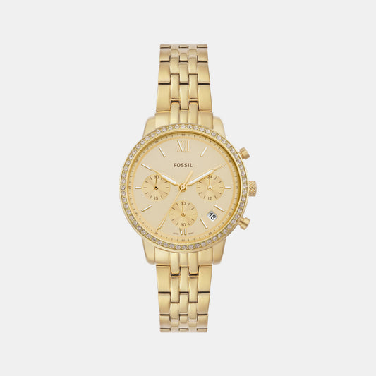 Female Gold Chronograph Stainless Steel Watch ES5219