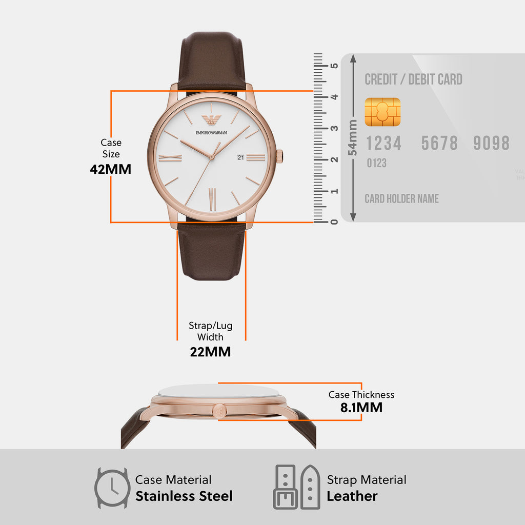 Minimalist Men Quartz White Dial Analog Leather Watch AR11572