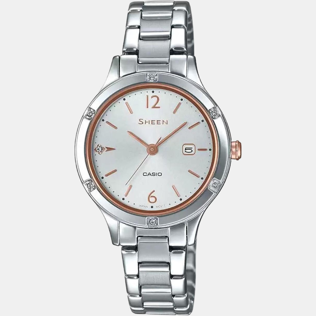 Sheen Women Quartz White Dial Analog Stainless Steel Watch SH205