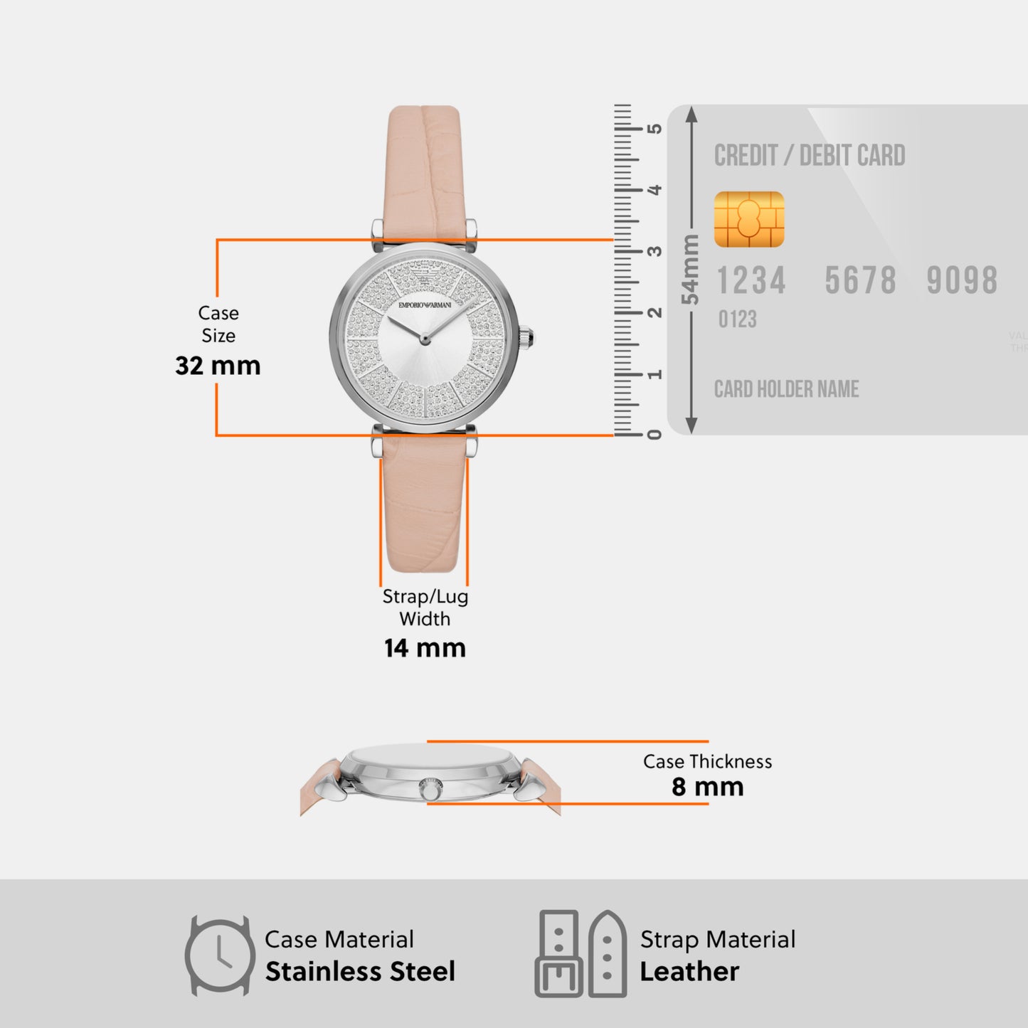 Women's Silver Analog Leather Watch AR11543