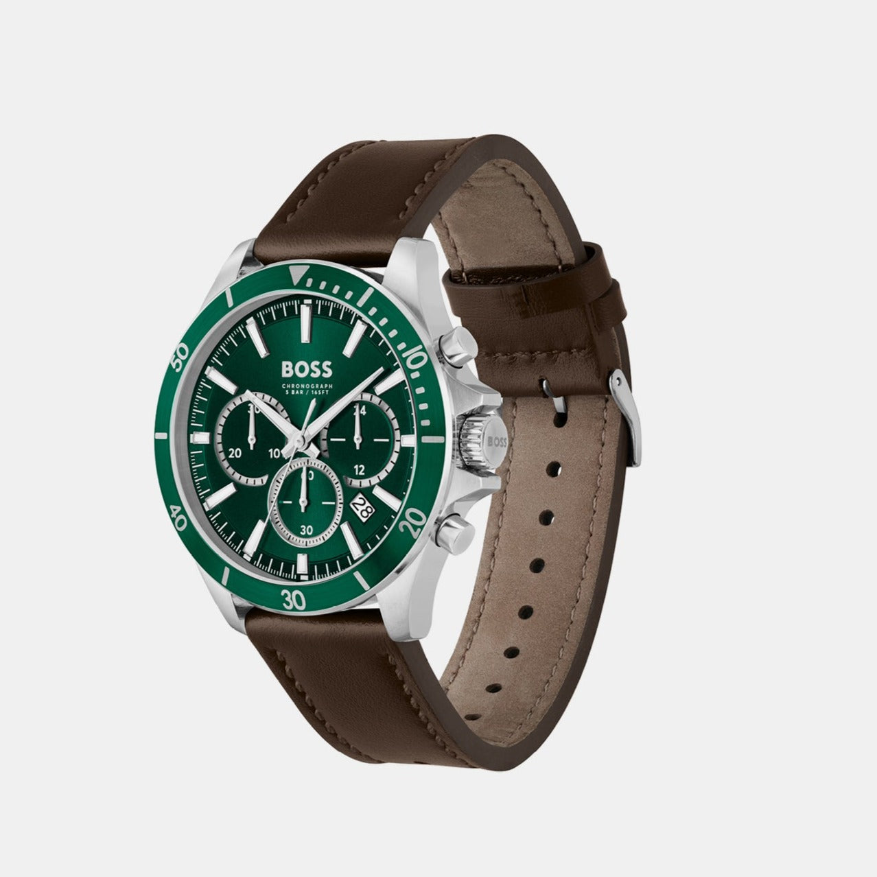 Troper Male Green Chronograph Leather Watch – In 1514098 Time Just