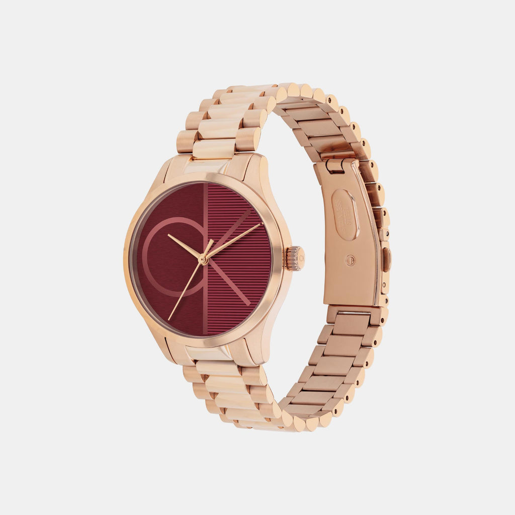 Calvin Klein Unisex Round Burgundy watch