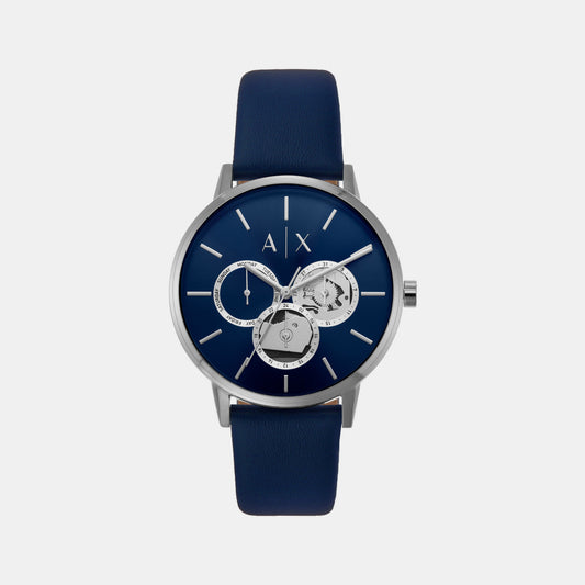 Male Blue Analog Leather Watch AX2746
