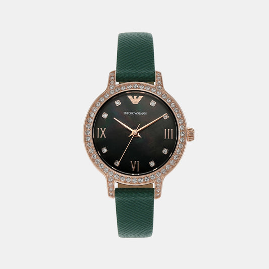 Female Green Analog Leather Watch AR11577