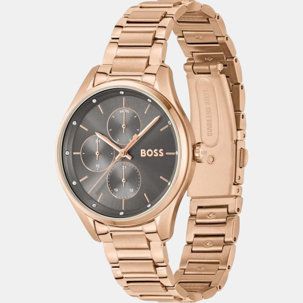 Grand Course Women Quartz Grey Dial Analog Stainless Steel Watch 1502603