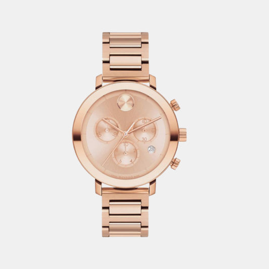 Bold Female Male Rose Gold Chronograph Stainless Steel Watch 3600886