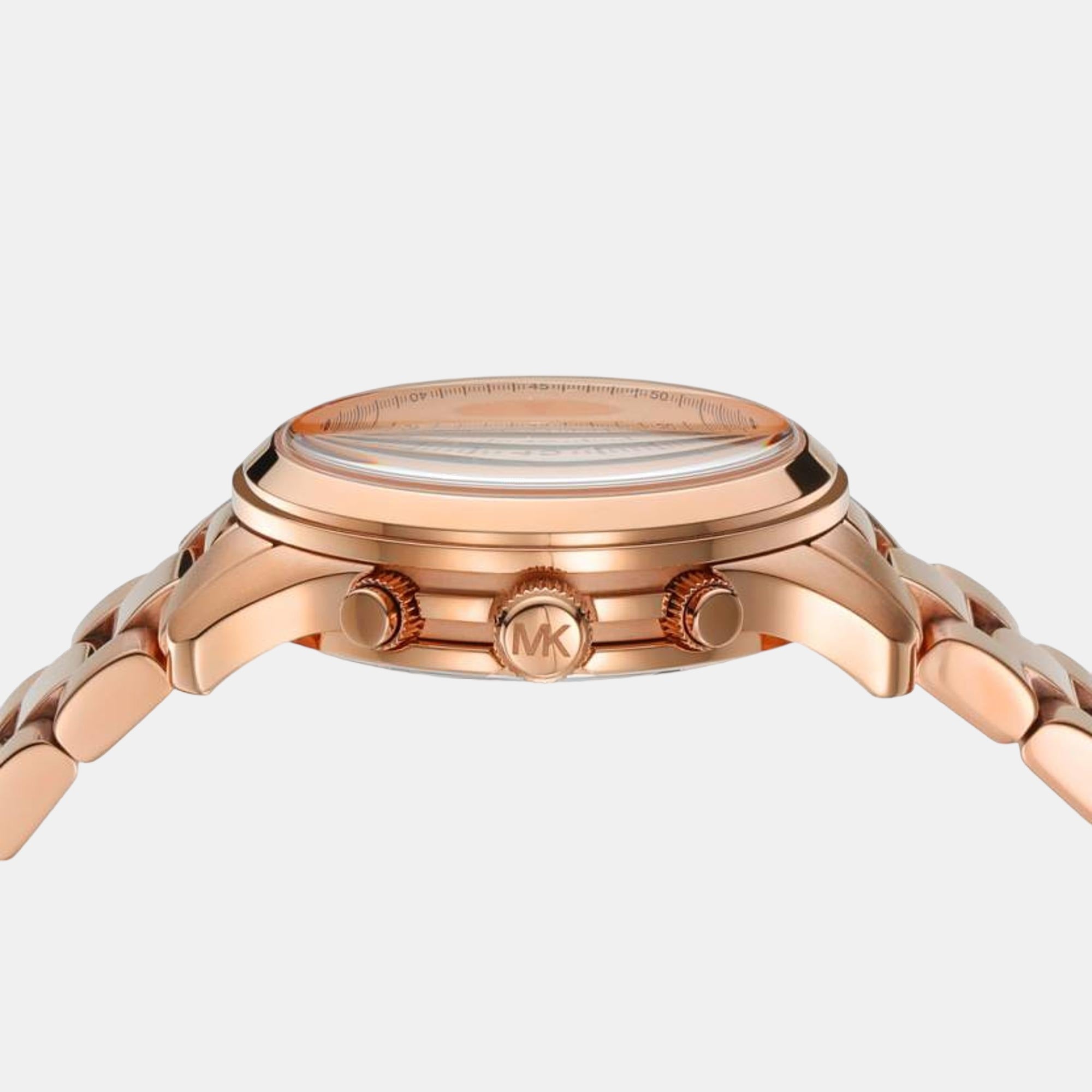 Runway Women Quartz Rose Gold Dial Chronograph Stainless Steel Watch MK7324