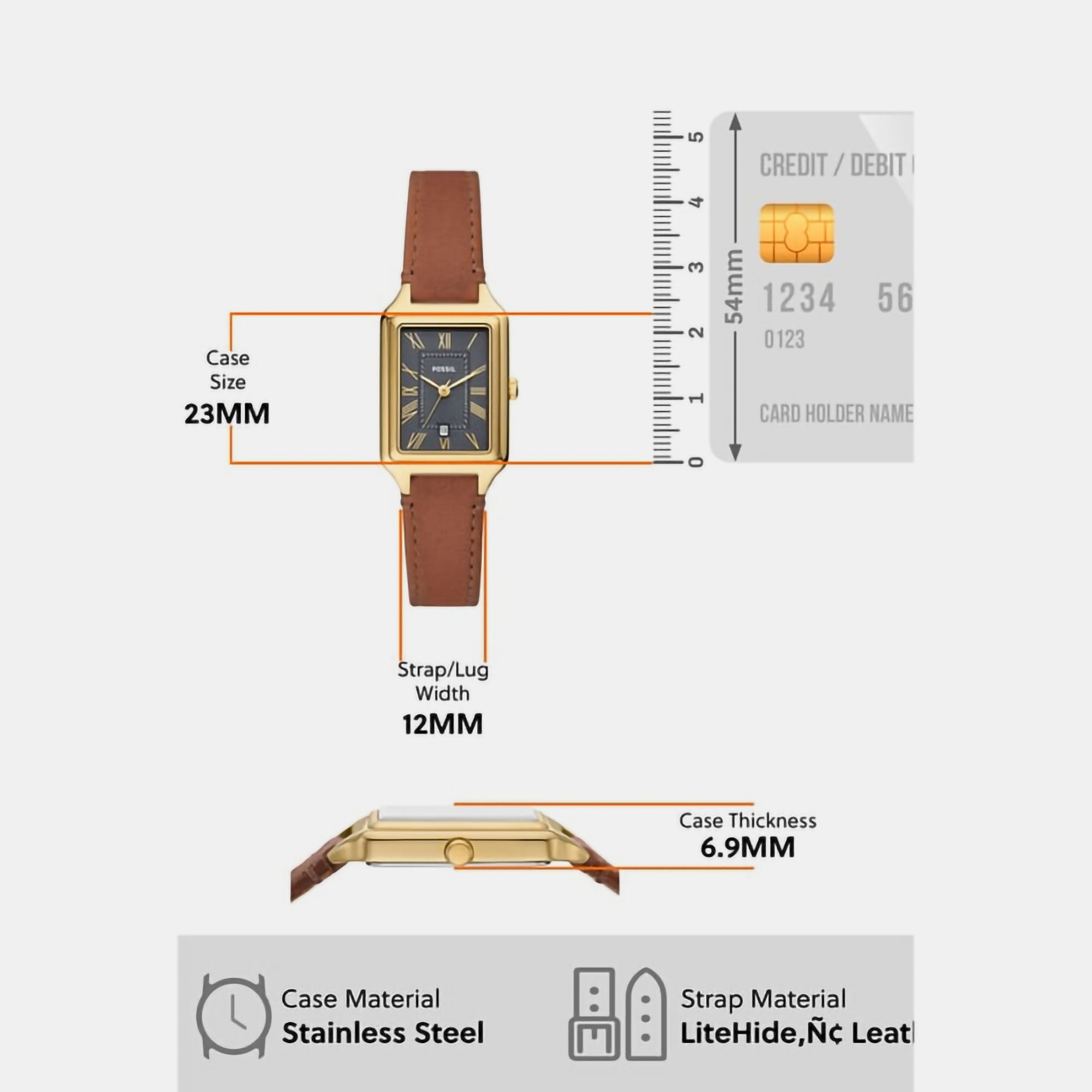 Fossil Women Rectangular Grey watch