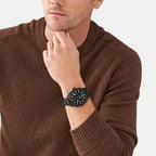 Machine Men Quartz Black Dial Analog Stainless Steel Watch FS5971