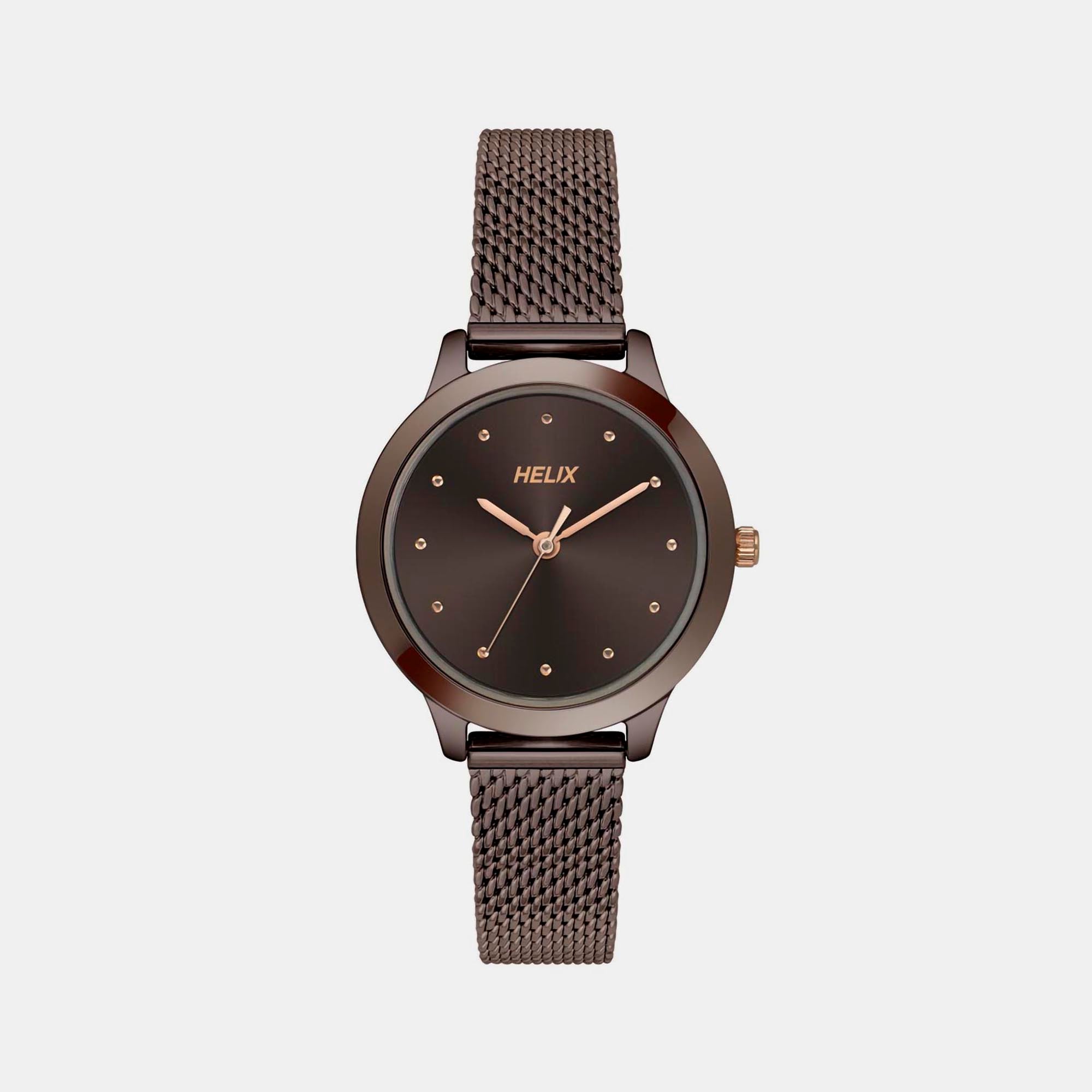 Helix Round Brown Analog watch