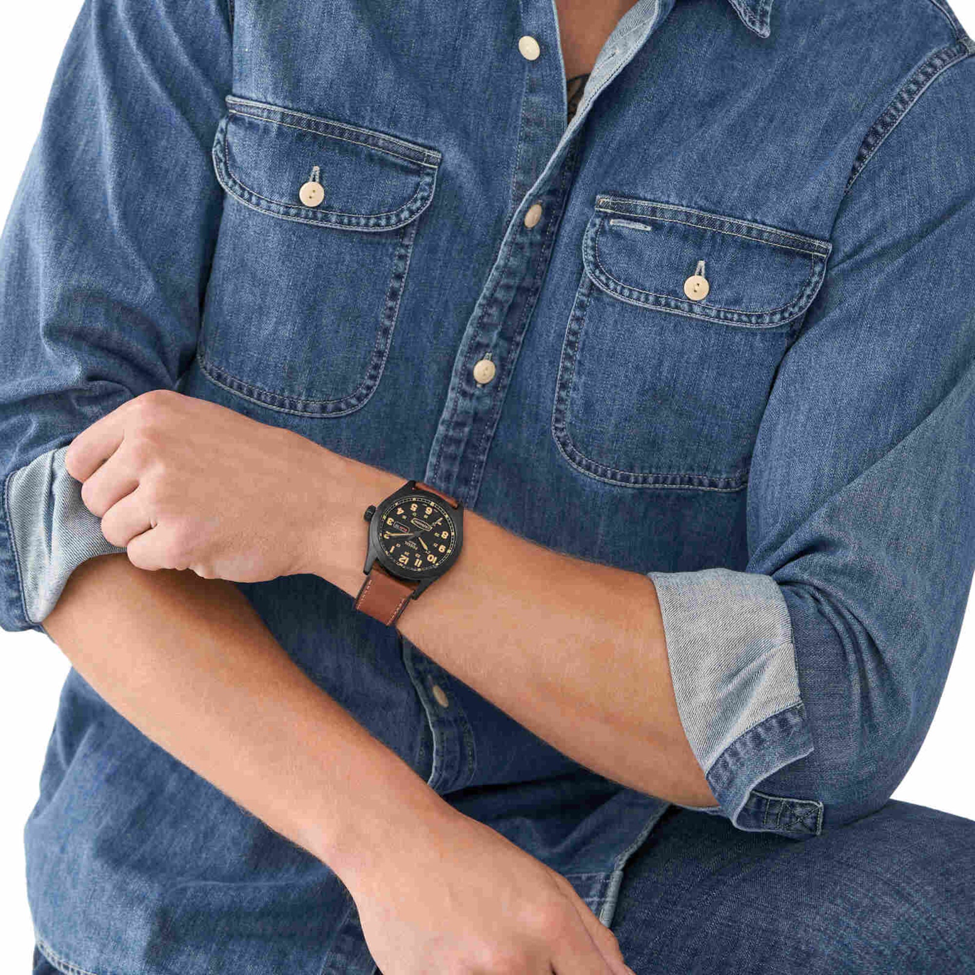 Fossil Men Round Black watch