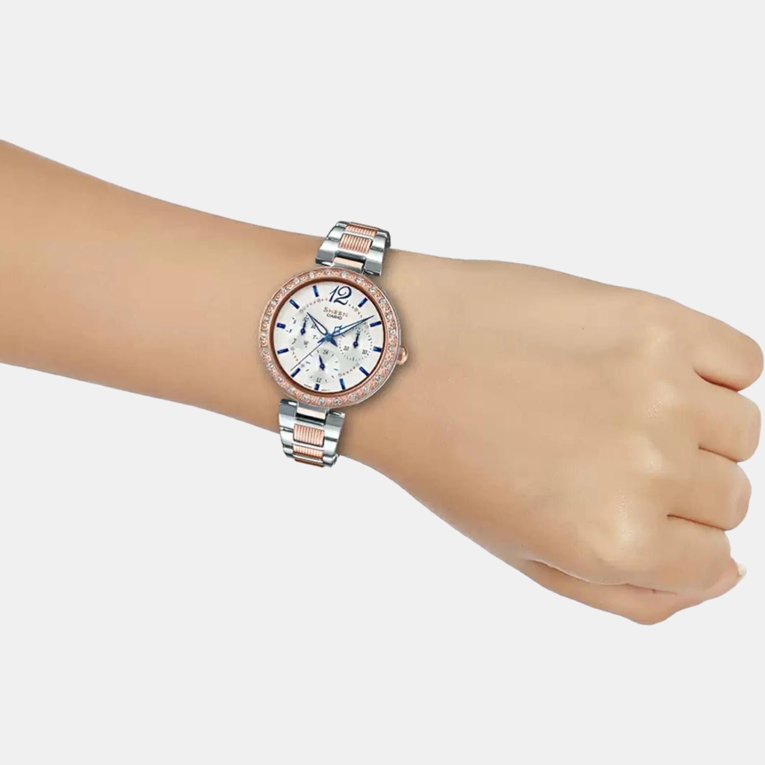 Sheen Women Quartz White Dial Chronograph Stainless Steel Watch SX236