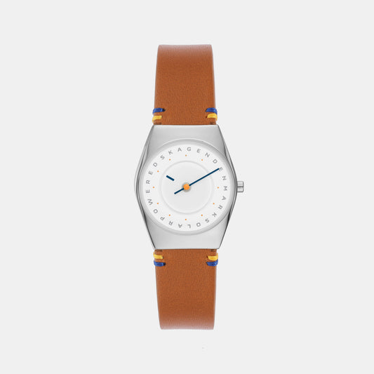 Female White Analog Leather Watch SKW3086