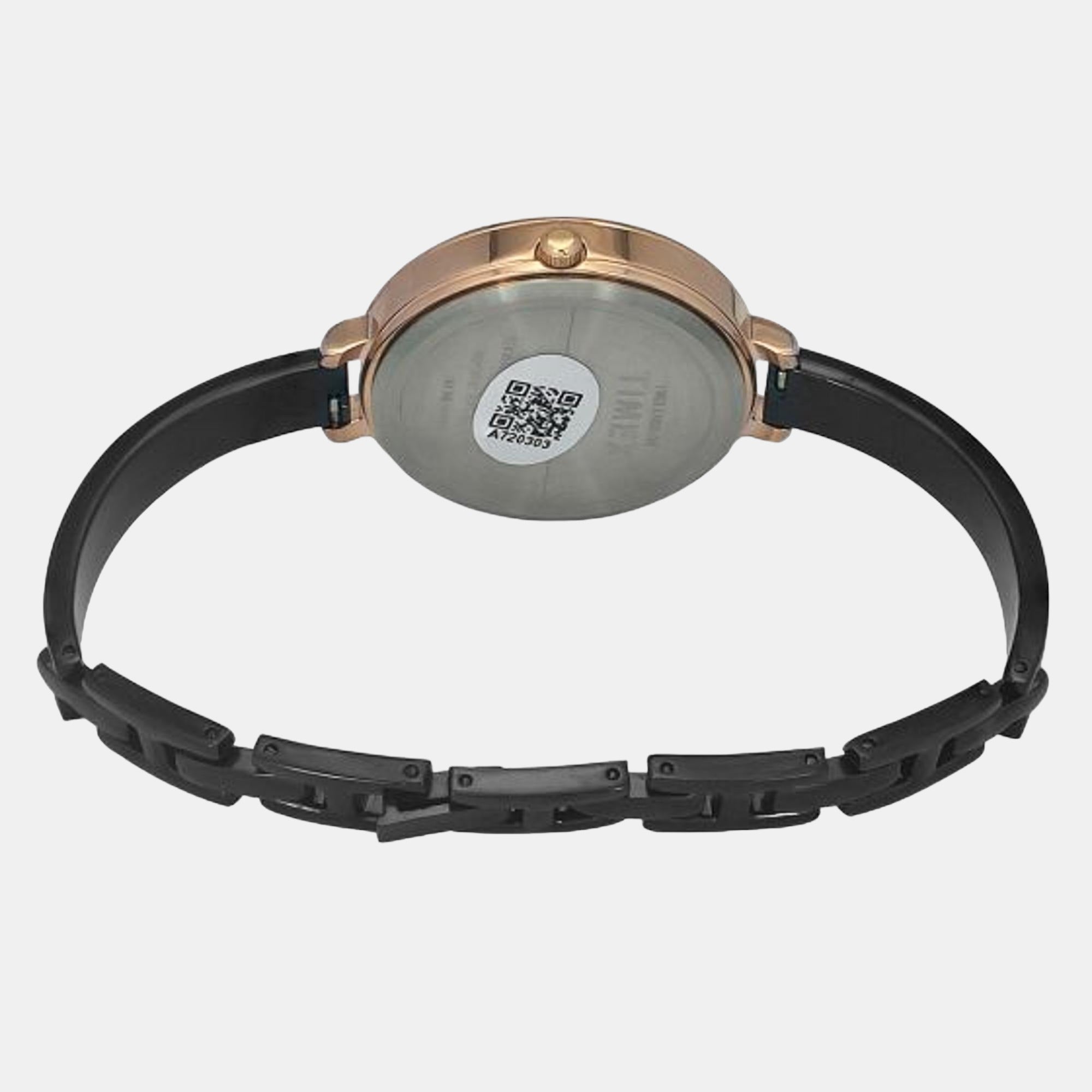 Fashion Women Quartz Black Dial Analog Stainless Steel Watch TWEL12823