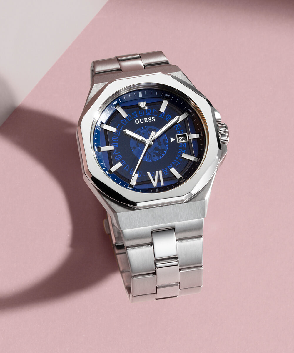 Men Quartz Blue Dial Analog Stainless Steel Watch GW0573G1