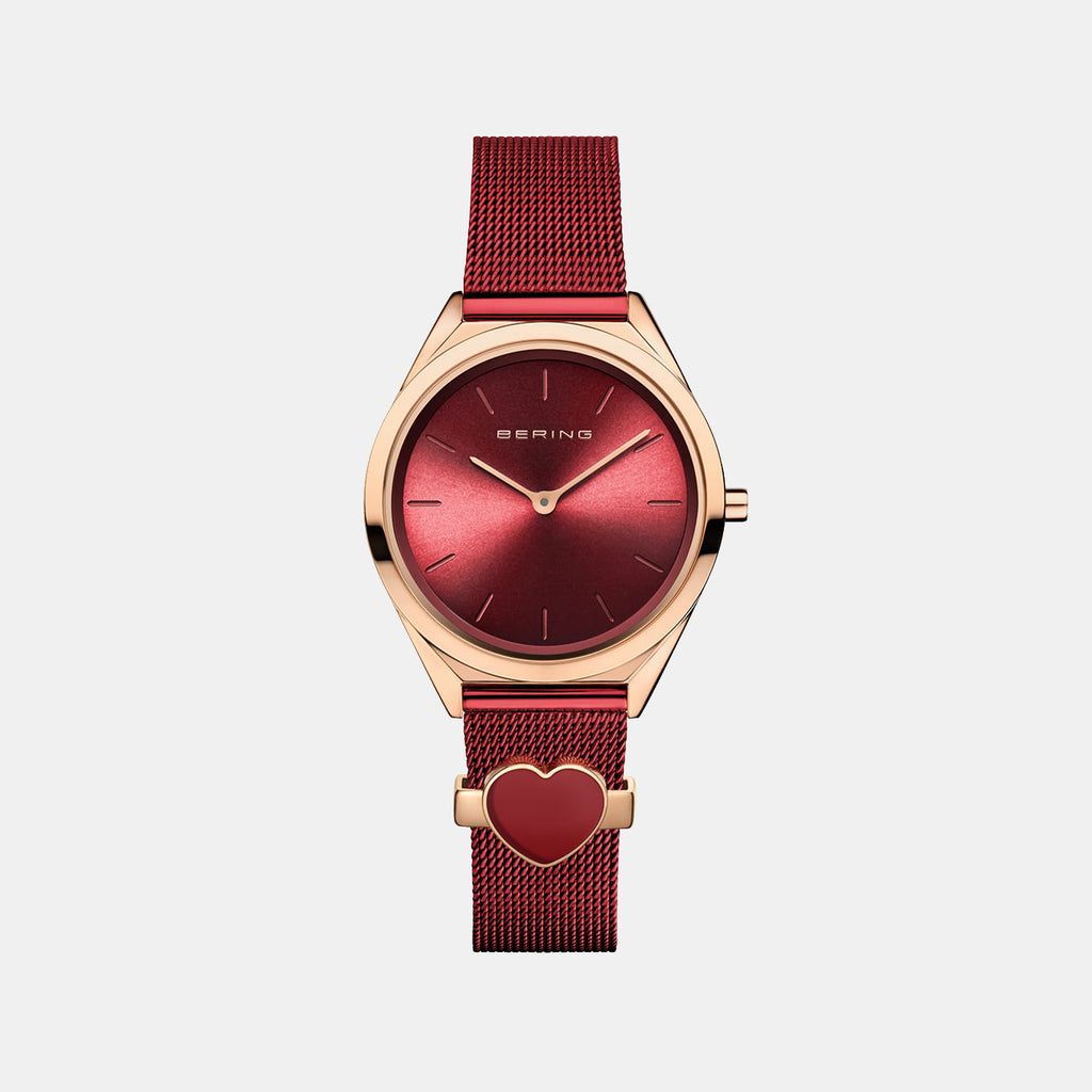 Bering Round Red Analog watch