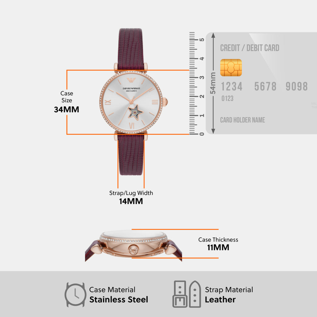 Emporio Armani Leather Silver watch