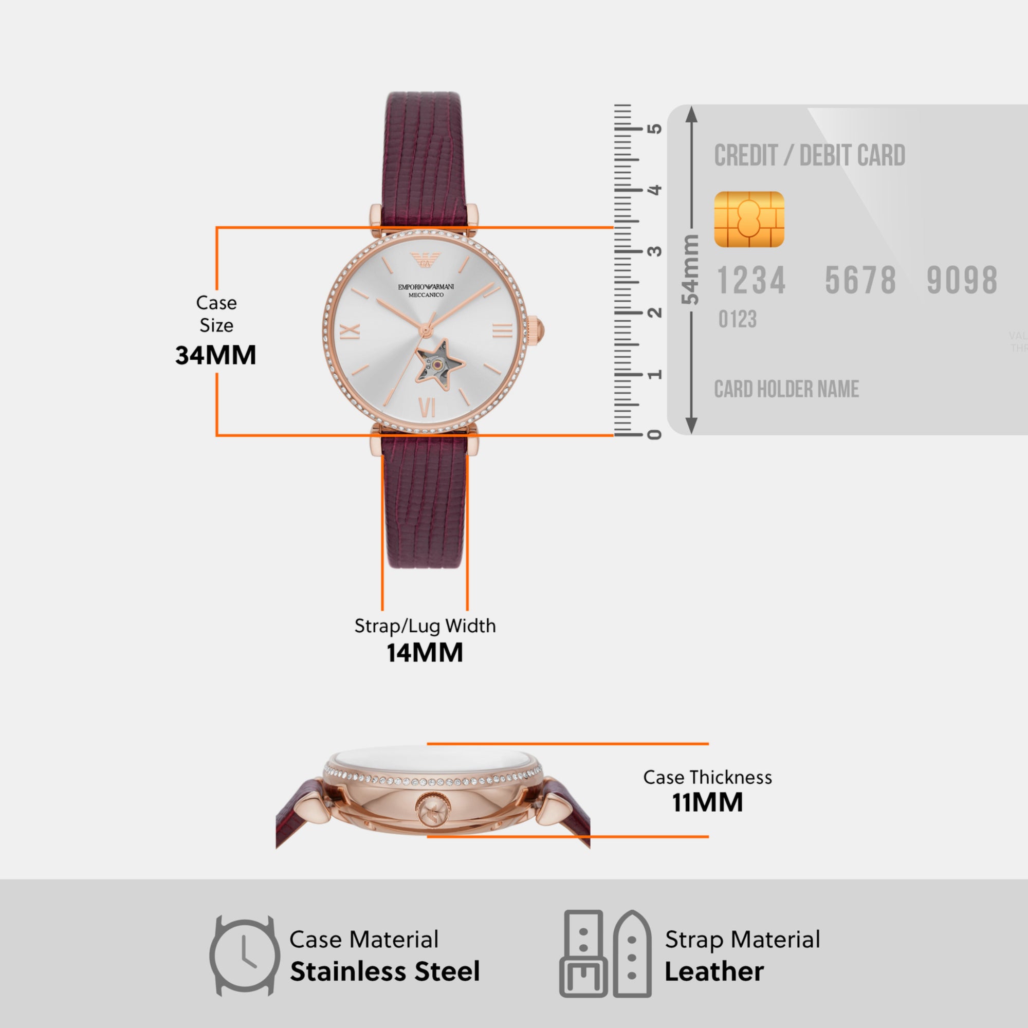 Emporio Armani Leather Silver watch