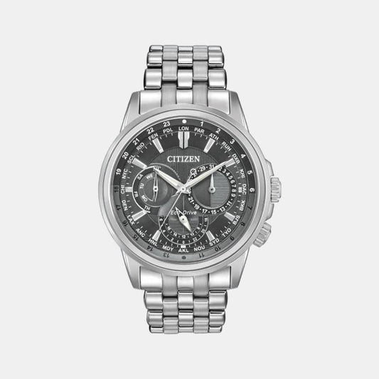 Male Grey Stainless Steel Eco-Drive Chronograph Watch BU2021-51H