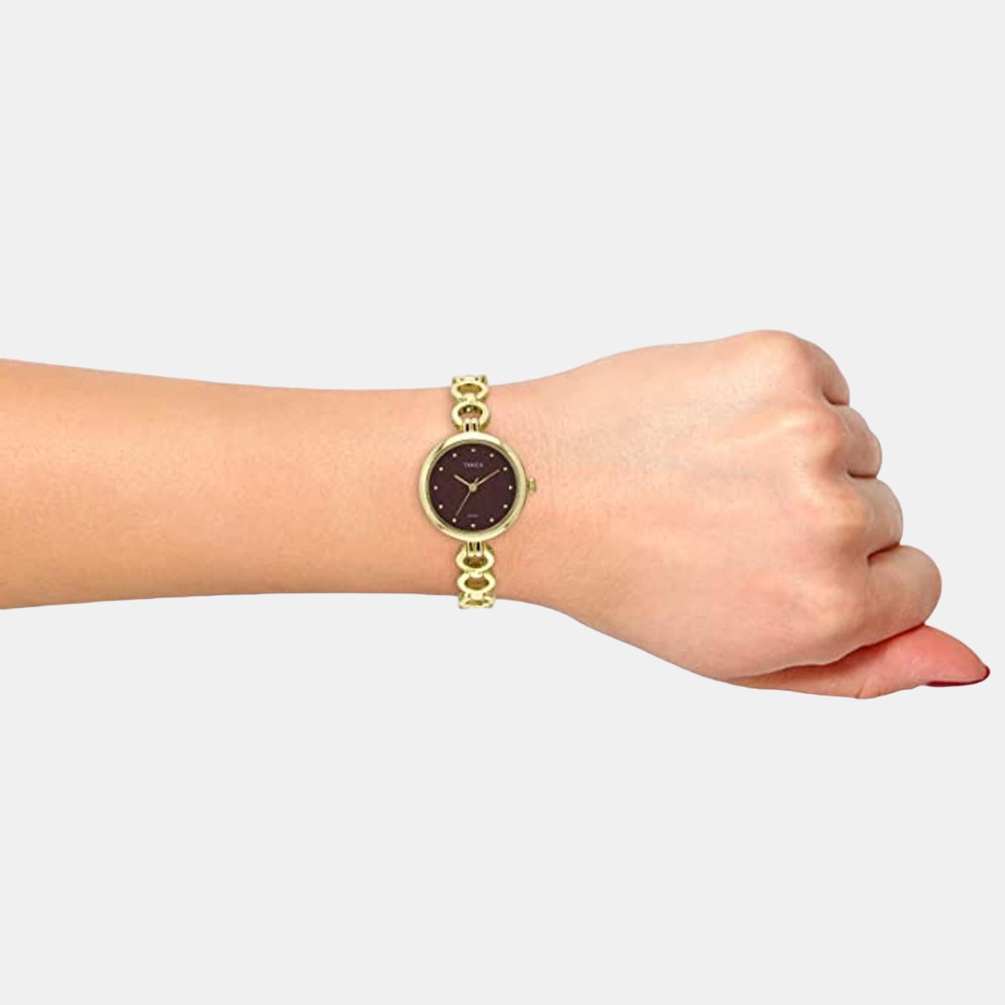 Women Quartz Maroon Dial Analog Brass Watch TWEL11415