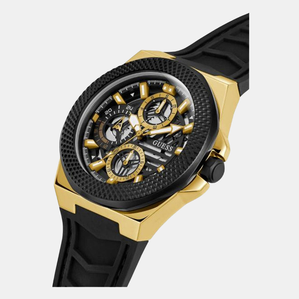 Front-Runner Men Quartz Black Dial Multi-Function Silicone Watch GW0577G2