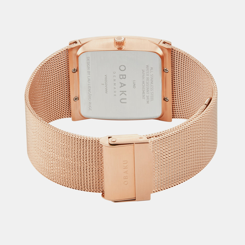 Obaku Men Square Rose Gold watch