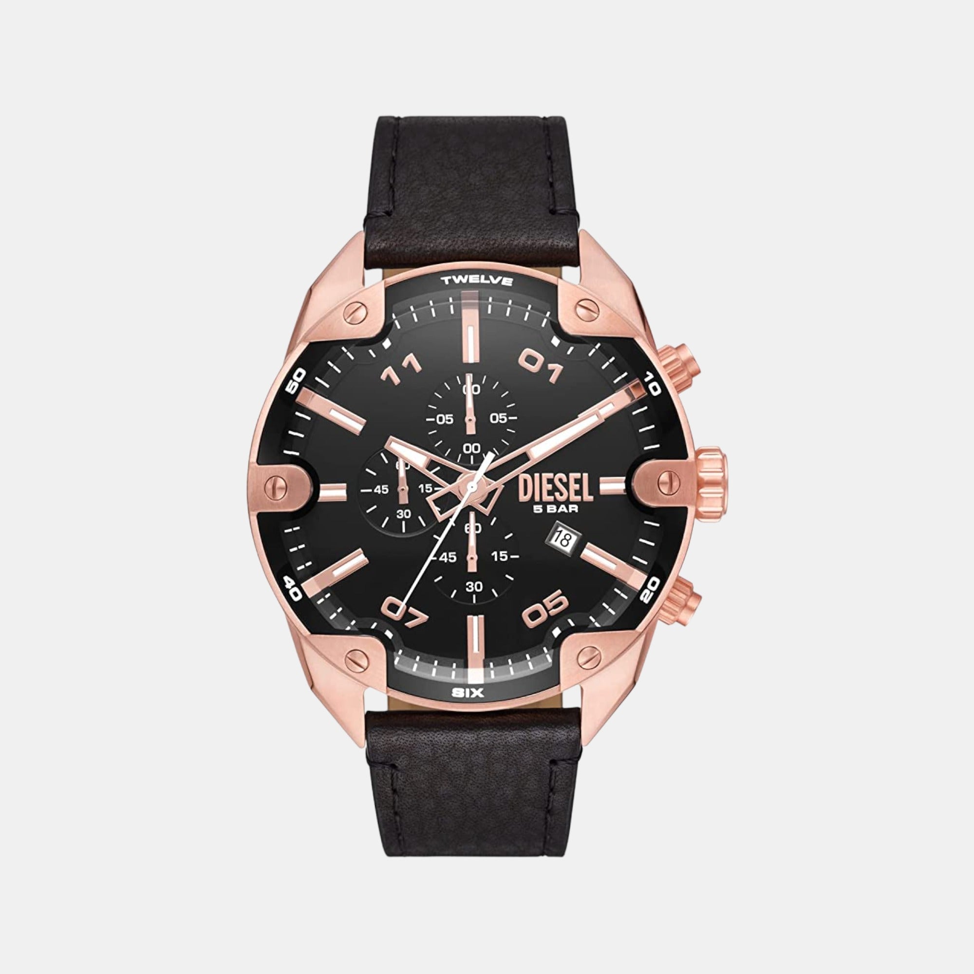 Male Leather Chronograph Watch DZ4607